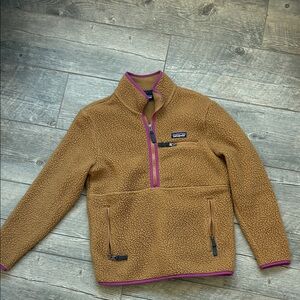 Patagonia Tan Fleece with Purple Trim